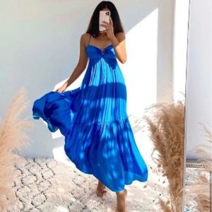Zara - Satin blue cobalt maxi dress